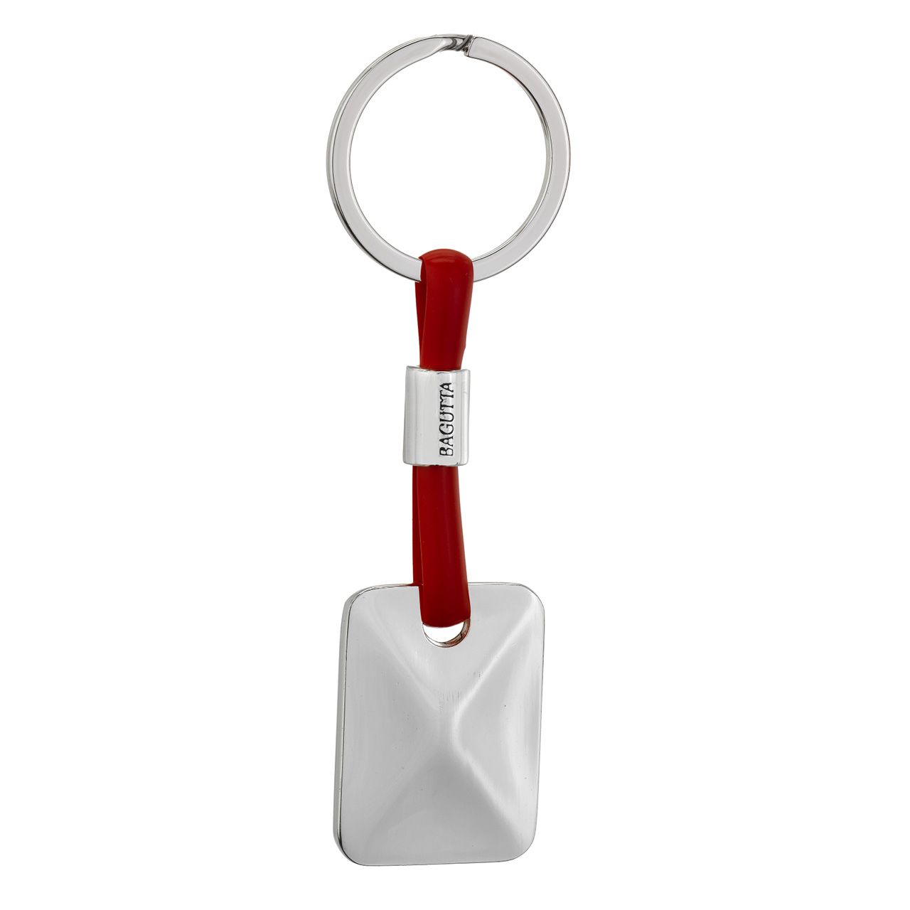 PORTACHIAVI SILVER PLATED CON CORDONE IN SILICONE ROSSO